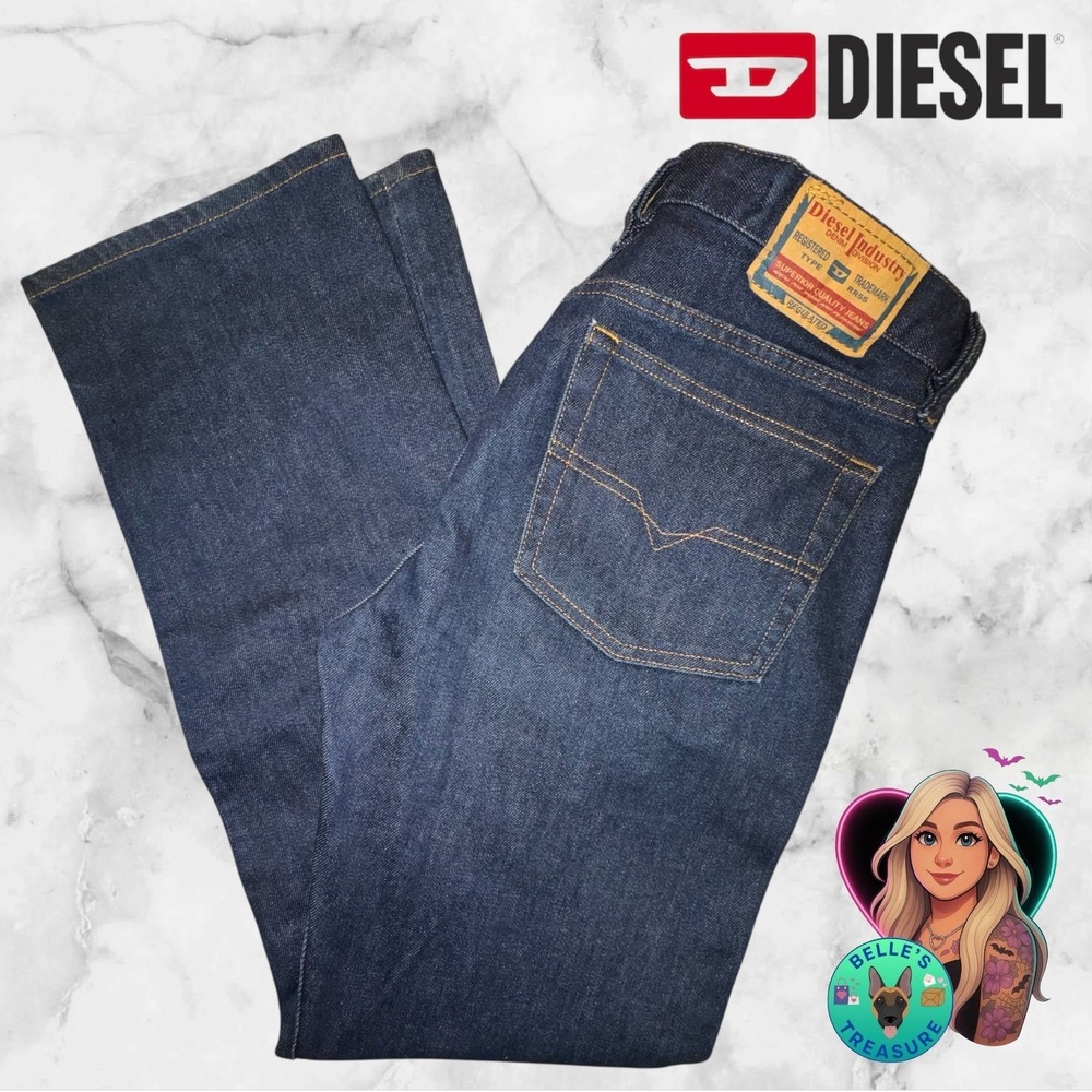 Diesel Jeans Men's 31 Relaxed Straight Leg Loose Fit Dark Wash Made Italy 30x29